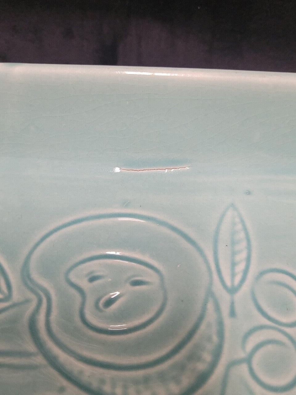 Vintage Teal Apple and Pear Dish