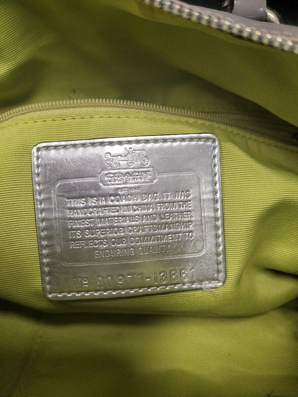 Coach Green/Gray Sabrina Purse