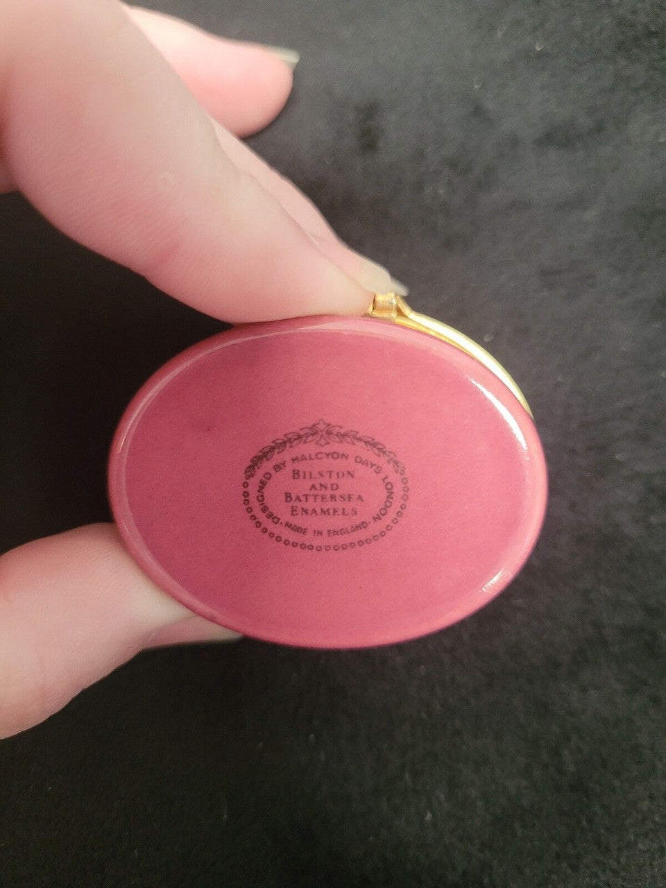 Vintage Bilston and Battersea Enamels Trinket Box "This and the giver are thine