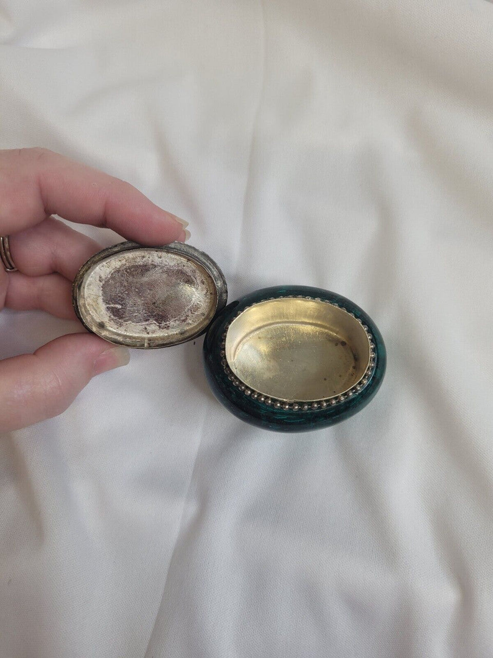 Vintage Twos & Co. Indian Green Marble Trinket Box