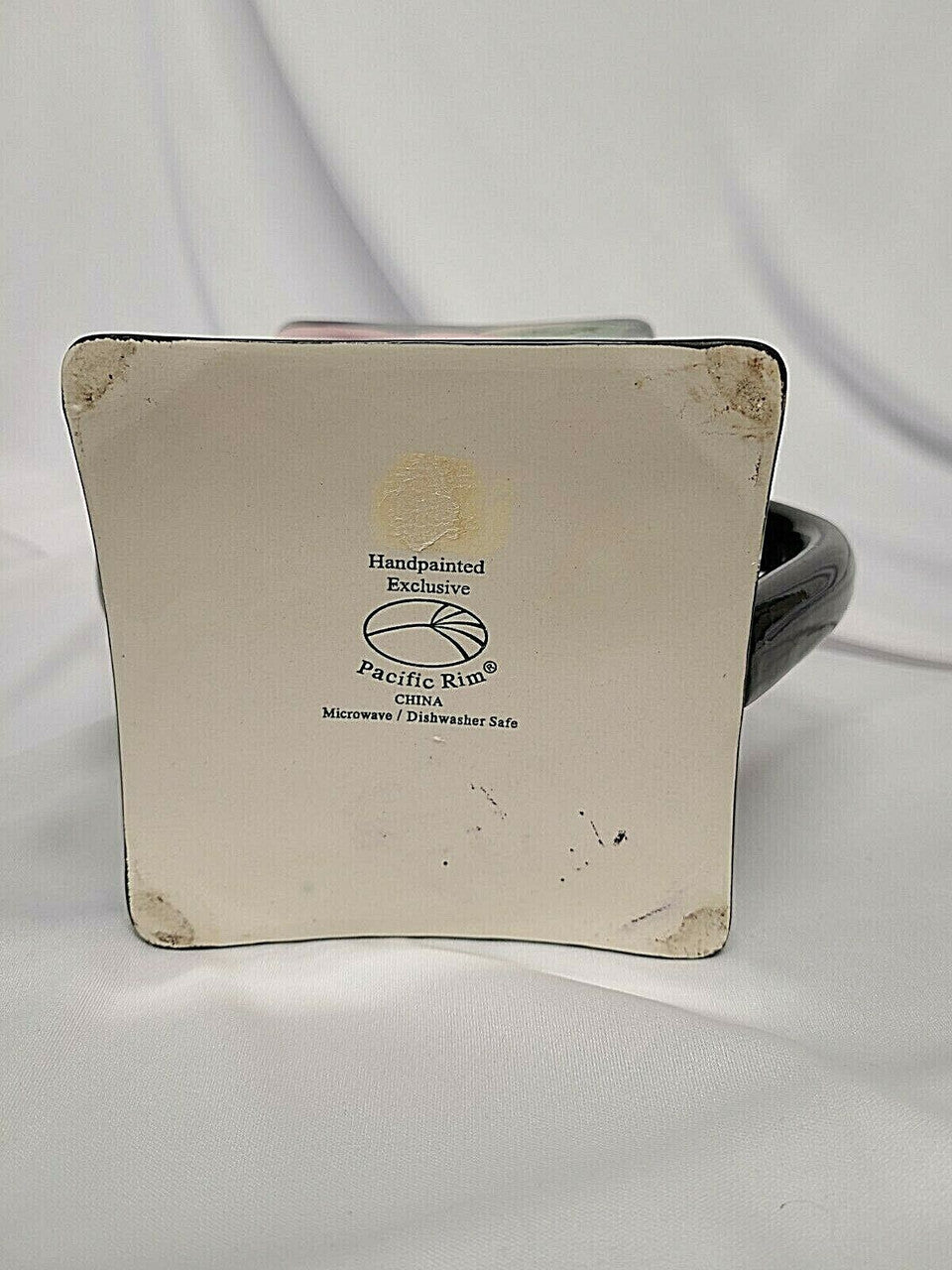 Pacific Rim China Hand Painted Teapot Black Floral