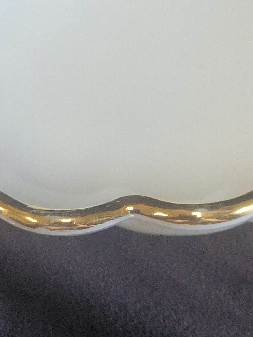 Milk Glass Leaf Shaped Dish with Gold Trim