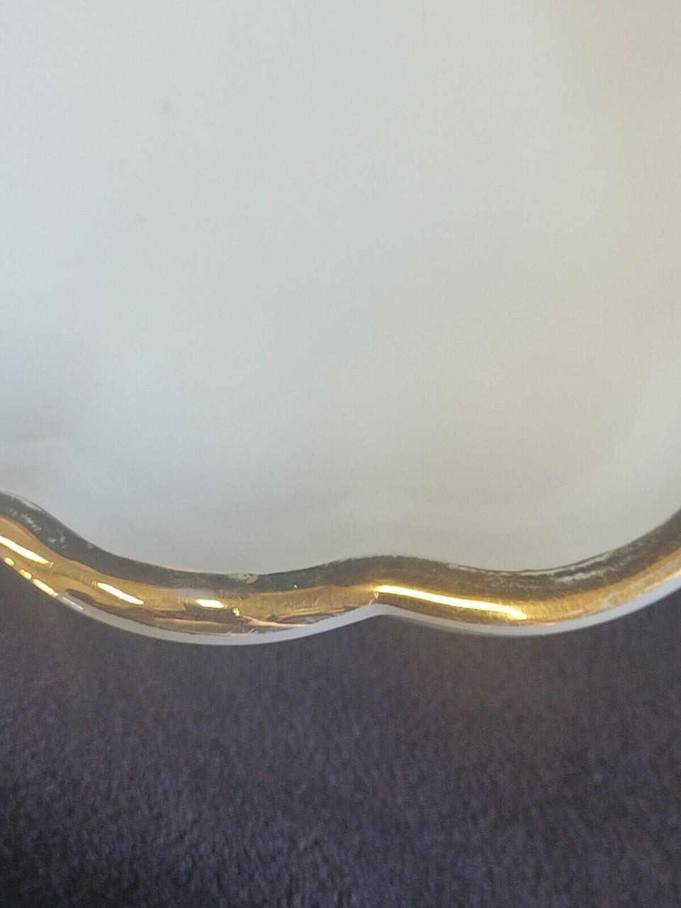 Milk Glass Leaf Shaped Dish with Gold Trim