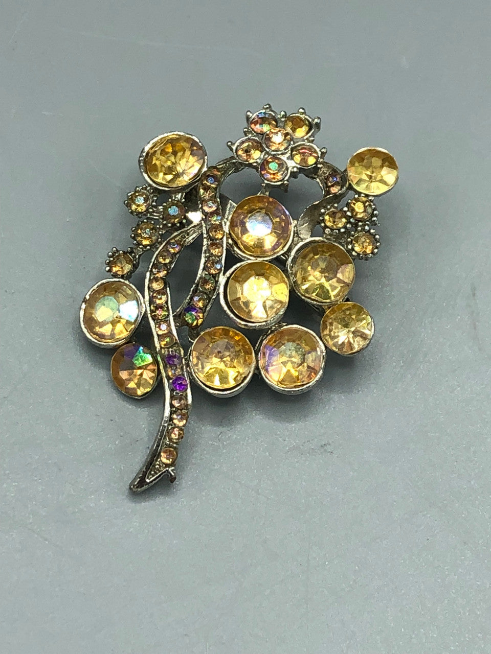 Vintage gold crystal brooch