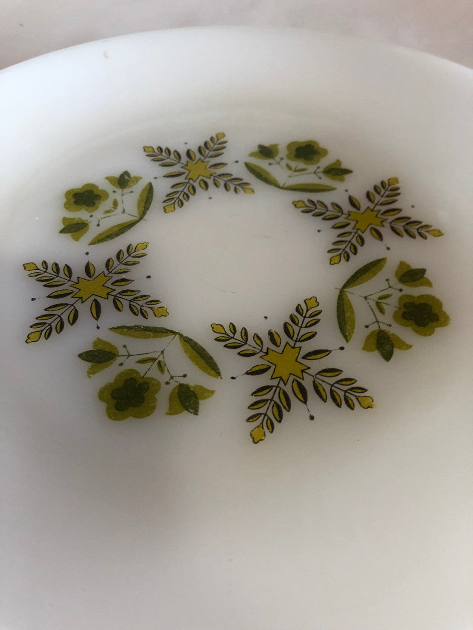 Anchor Hocking "Suburban" milk glass with green