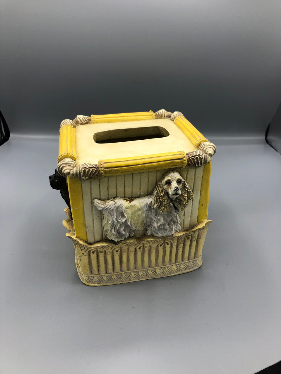 Vintage Pup yellow & cream tissue holder
