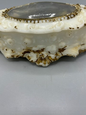 Vintage Cameo milk glass box