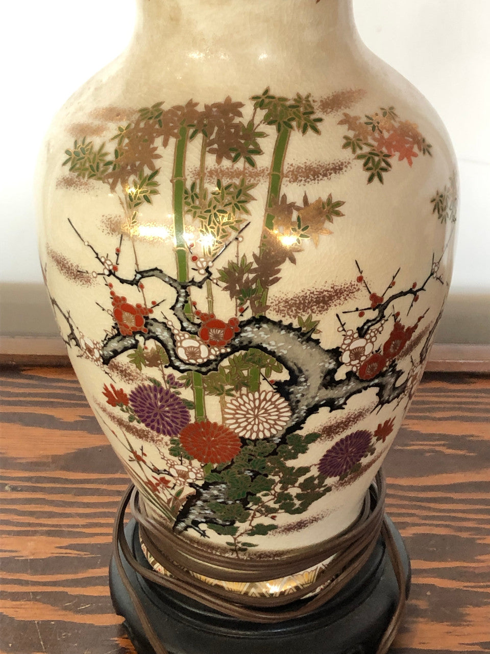 Satsuma Vase Lamp signed Japanese