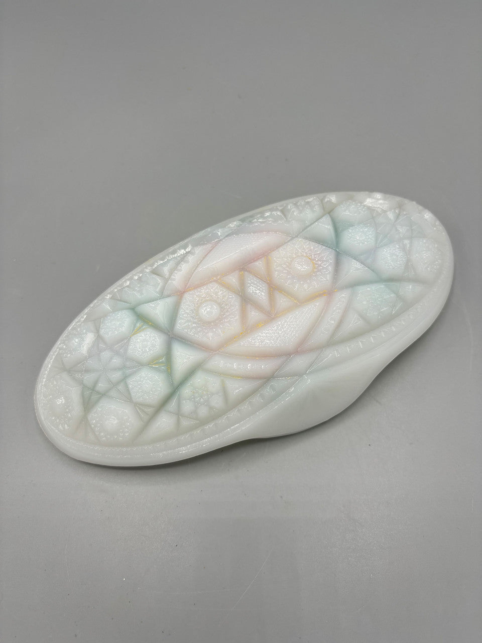 Floral milk glass dish