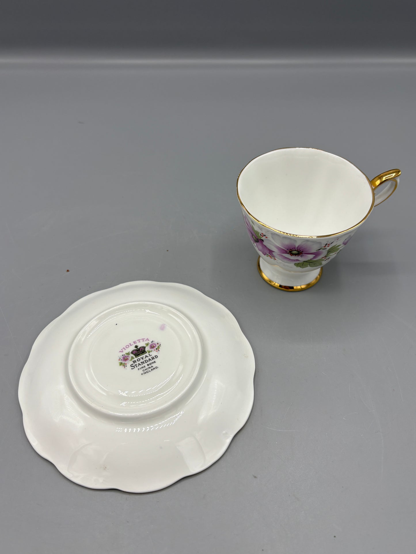 Royal Standard Violetta fine bone teacup & saucer