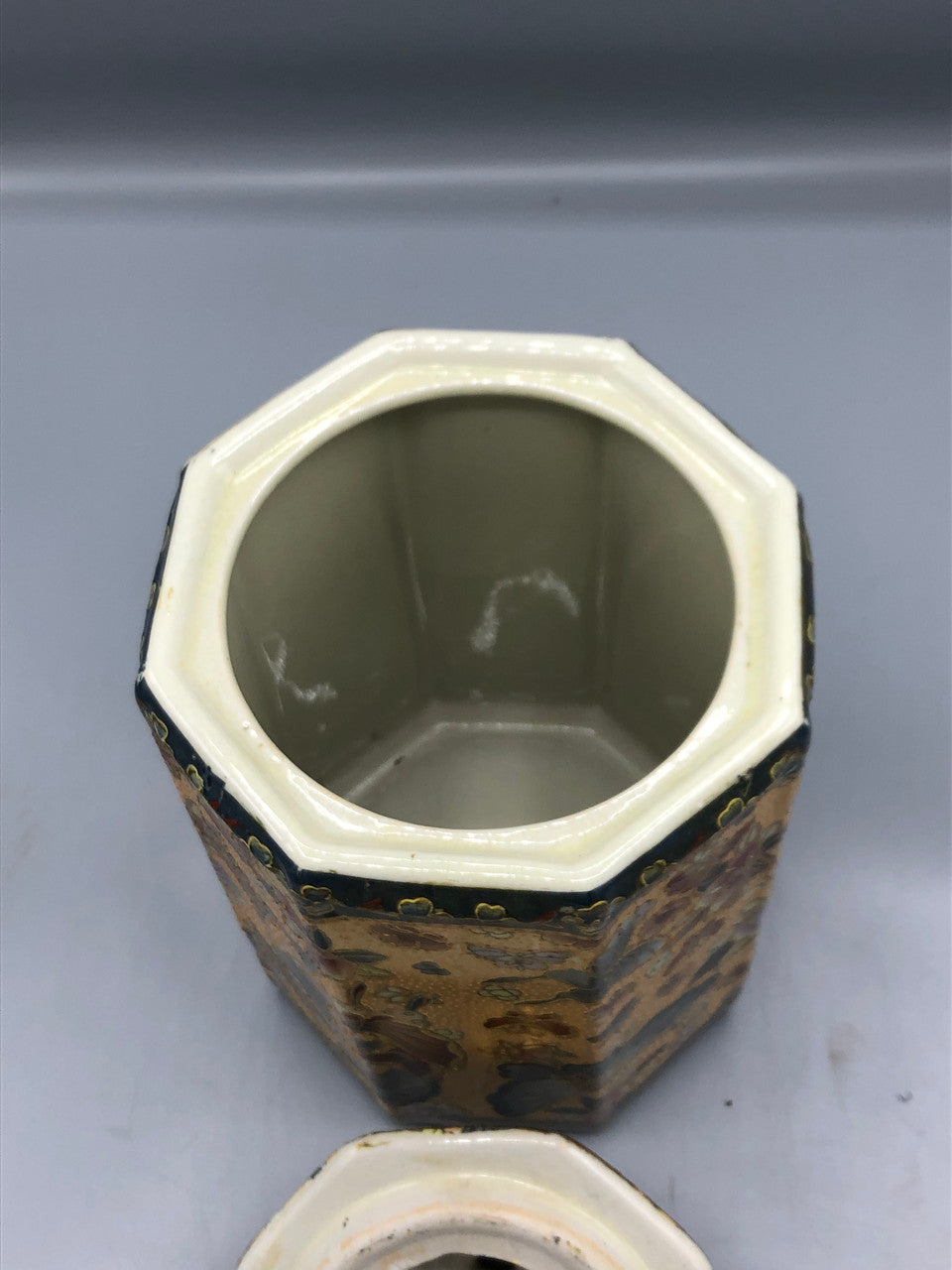 Chinoiserie Octagon Butterfly Canister Jar