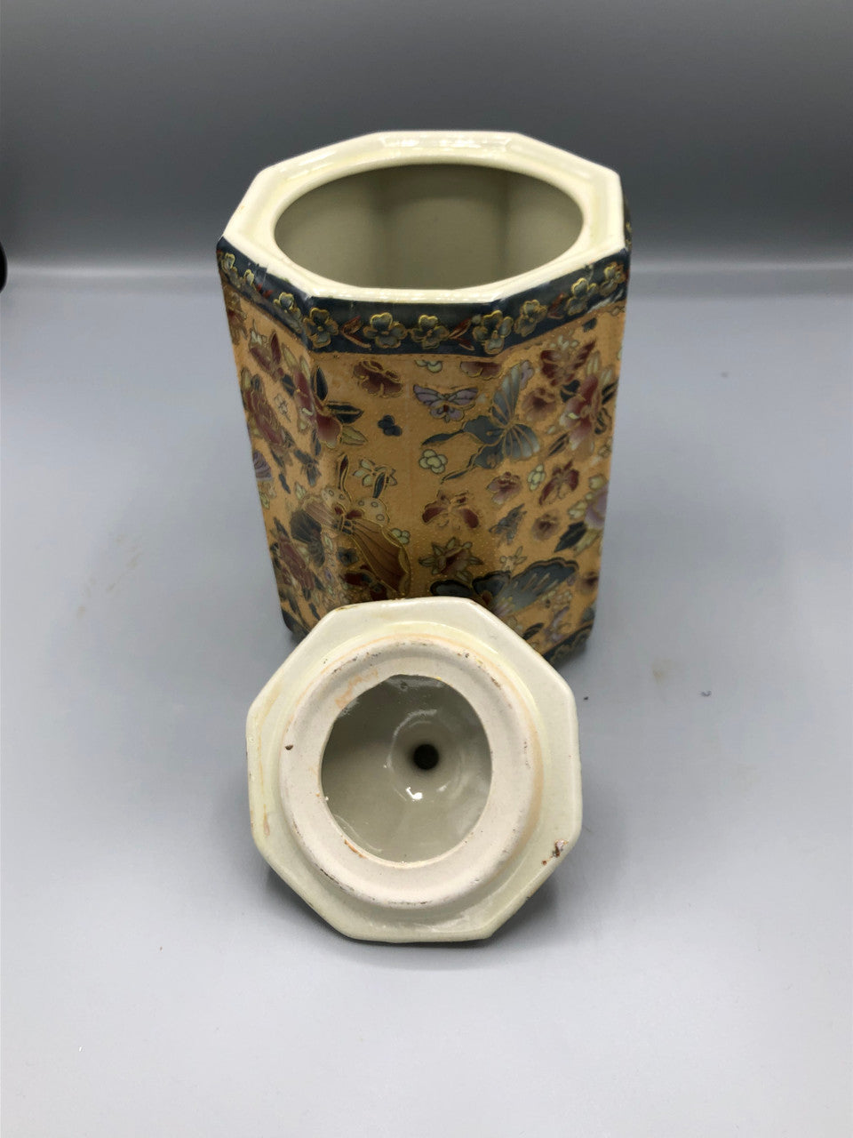 Chinoiserie Octagon Butterfly Canister Jar