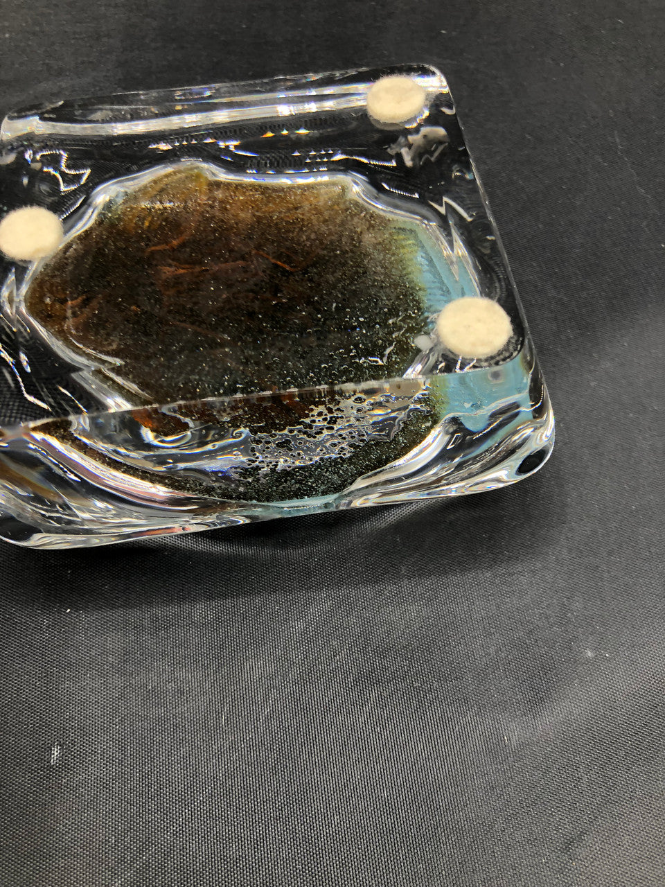 Signed Nancy Frosted glass Fish paperweight