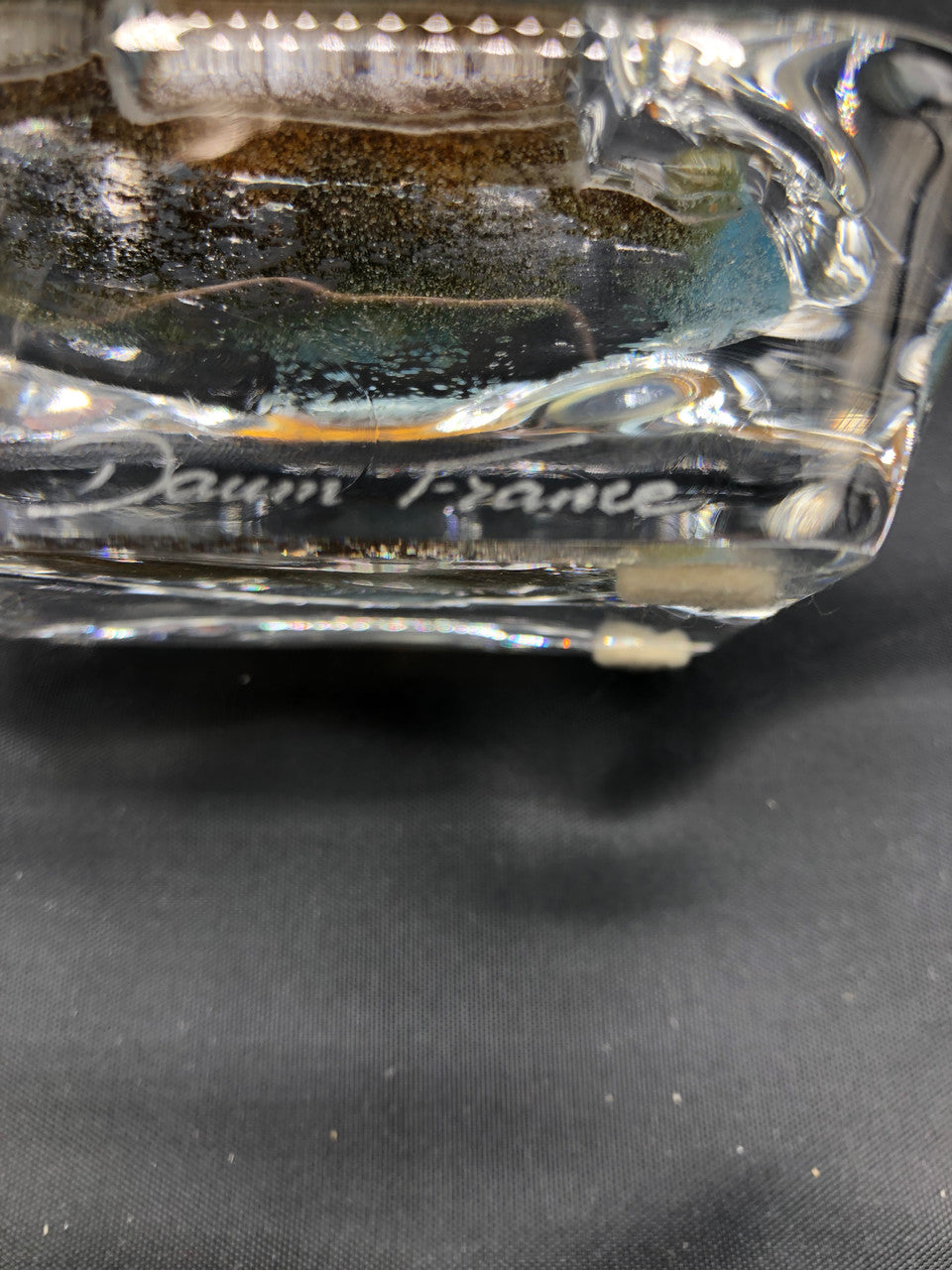 Signed Nancy Frosted glass Fish paperweight