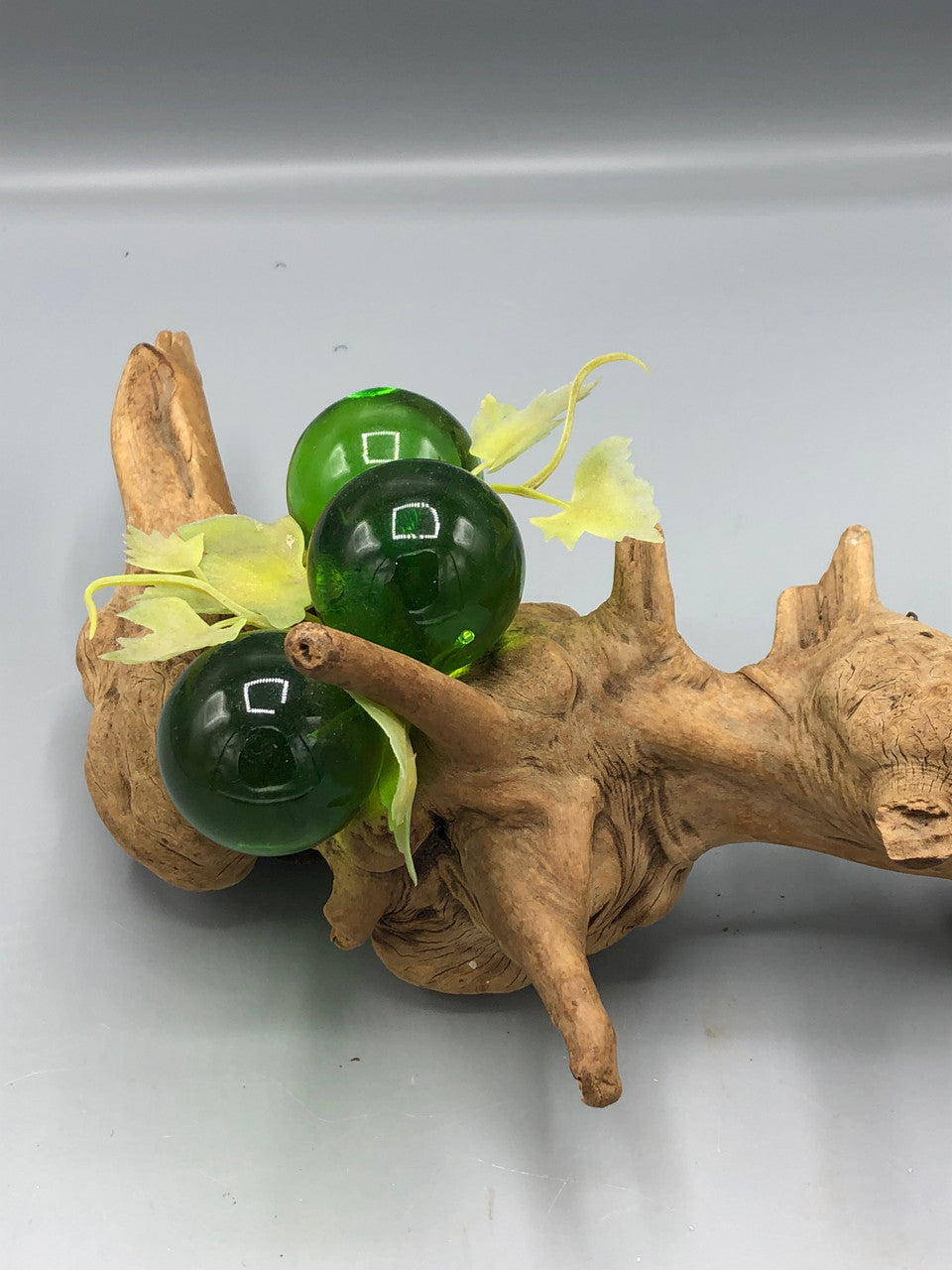 MCM Lucite Green Grapes on Wood