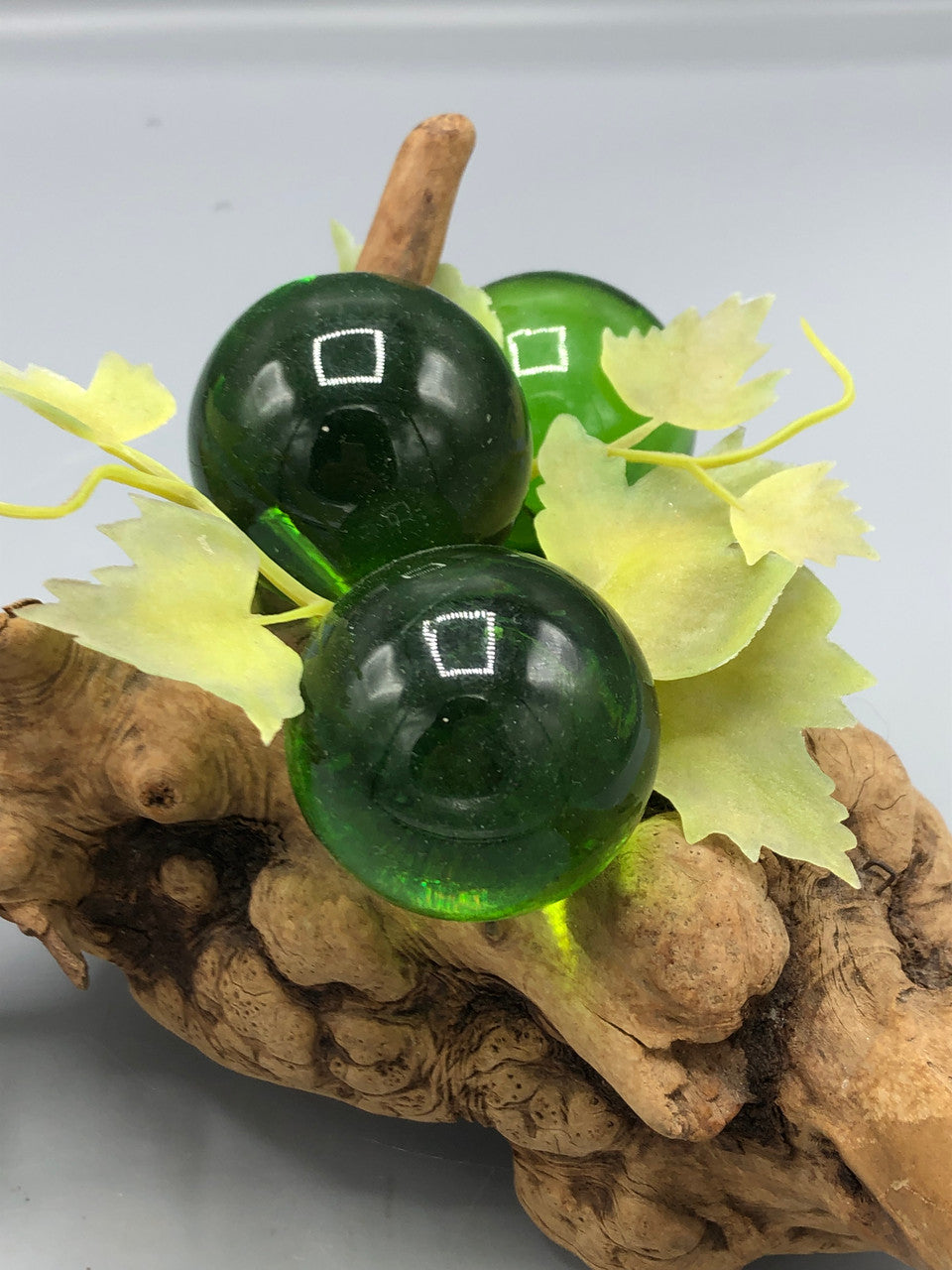 MCM Lucite Green Grapes on Wood