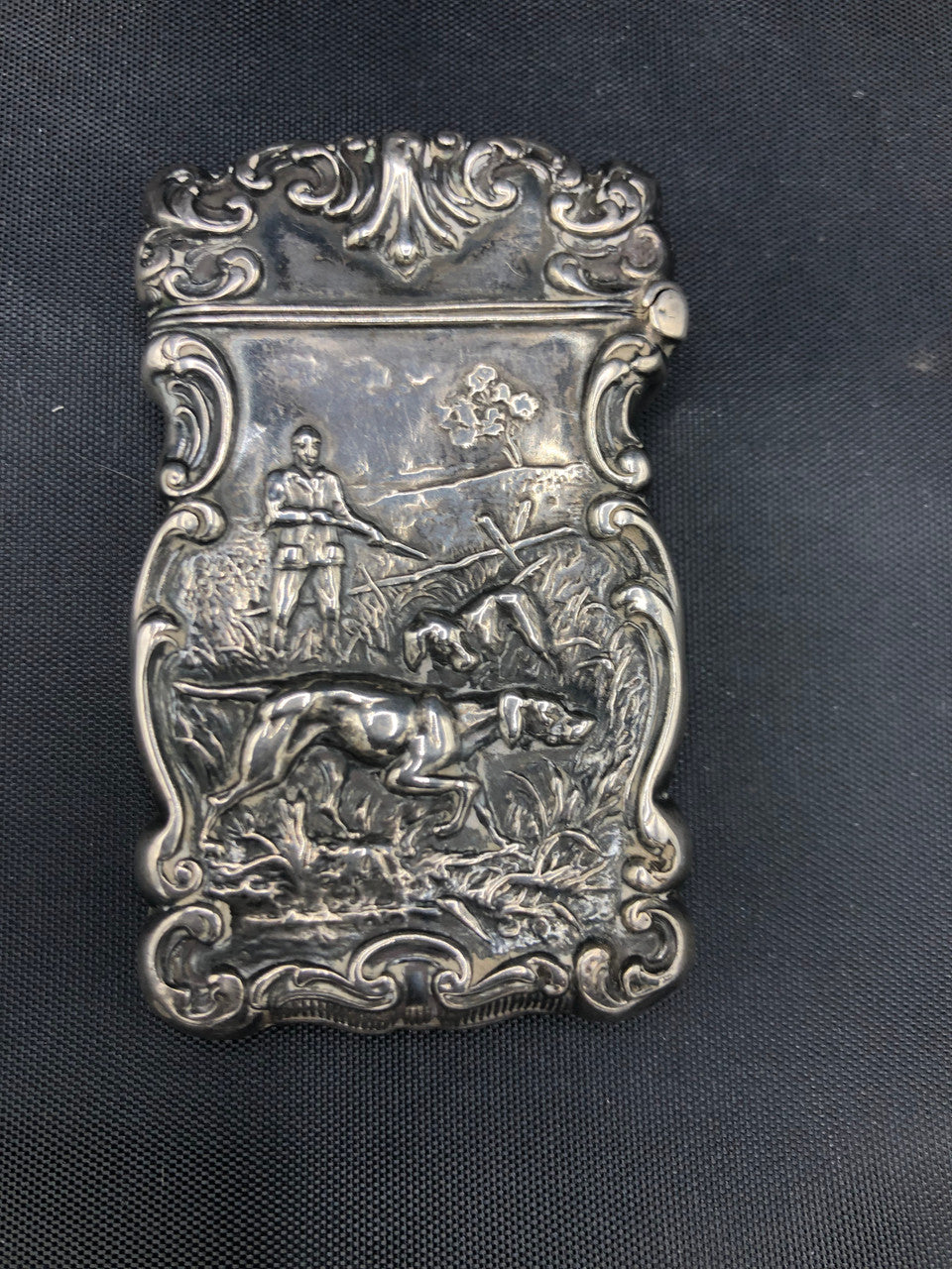 19th Century Sterling Match Safe w/ Hunting scene