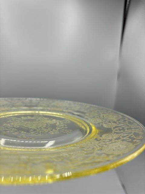 Yellow Florentine depression glass salad plate