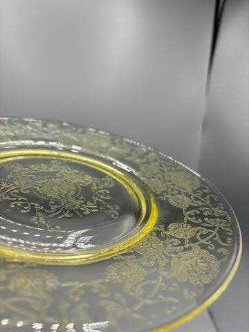 Yellow Florentine depression glass salad plate