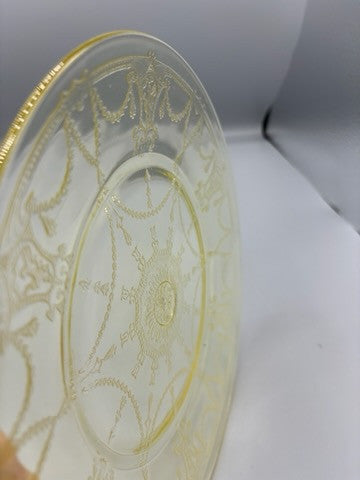 Yellow Ballerina depression glass dinner plate