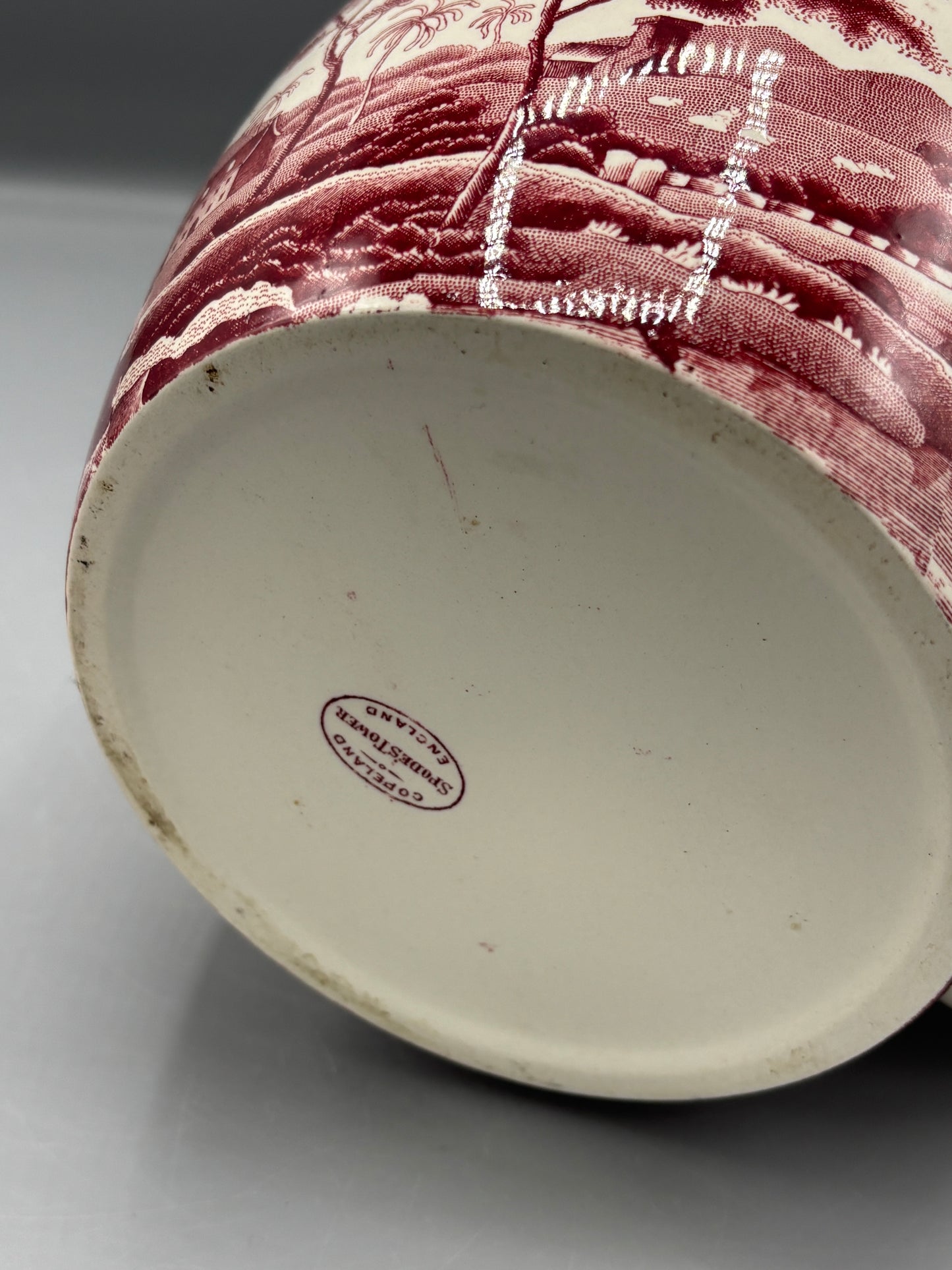 Spode Tower pink teapot with landscape scene