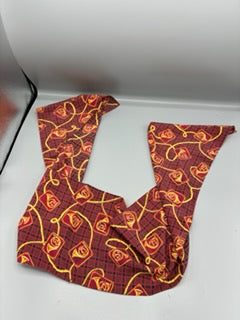 Red scarf with gold french horn design