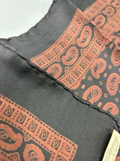 Italian silk black & brown paisley scarf