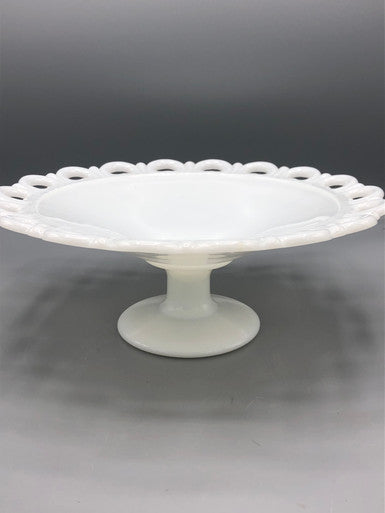 Vintage Anchor Hocking MG Lace edged footed dish