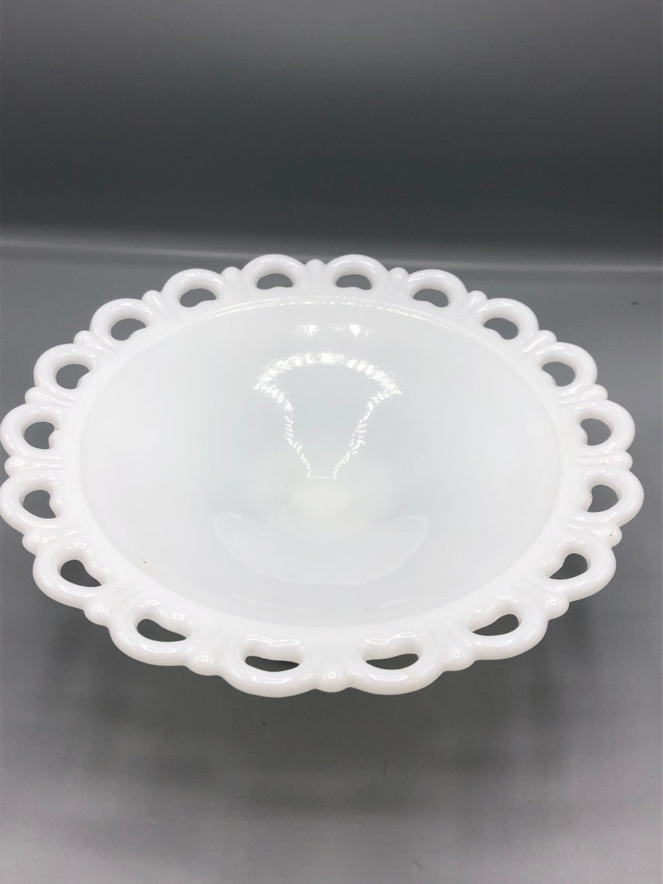 Vintage Anchor Hocking MG Lace edged footed dish