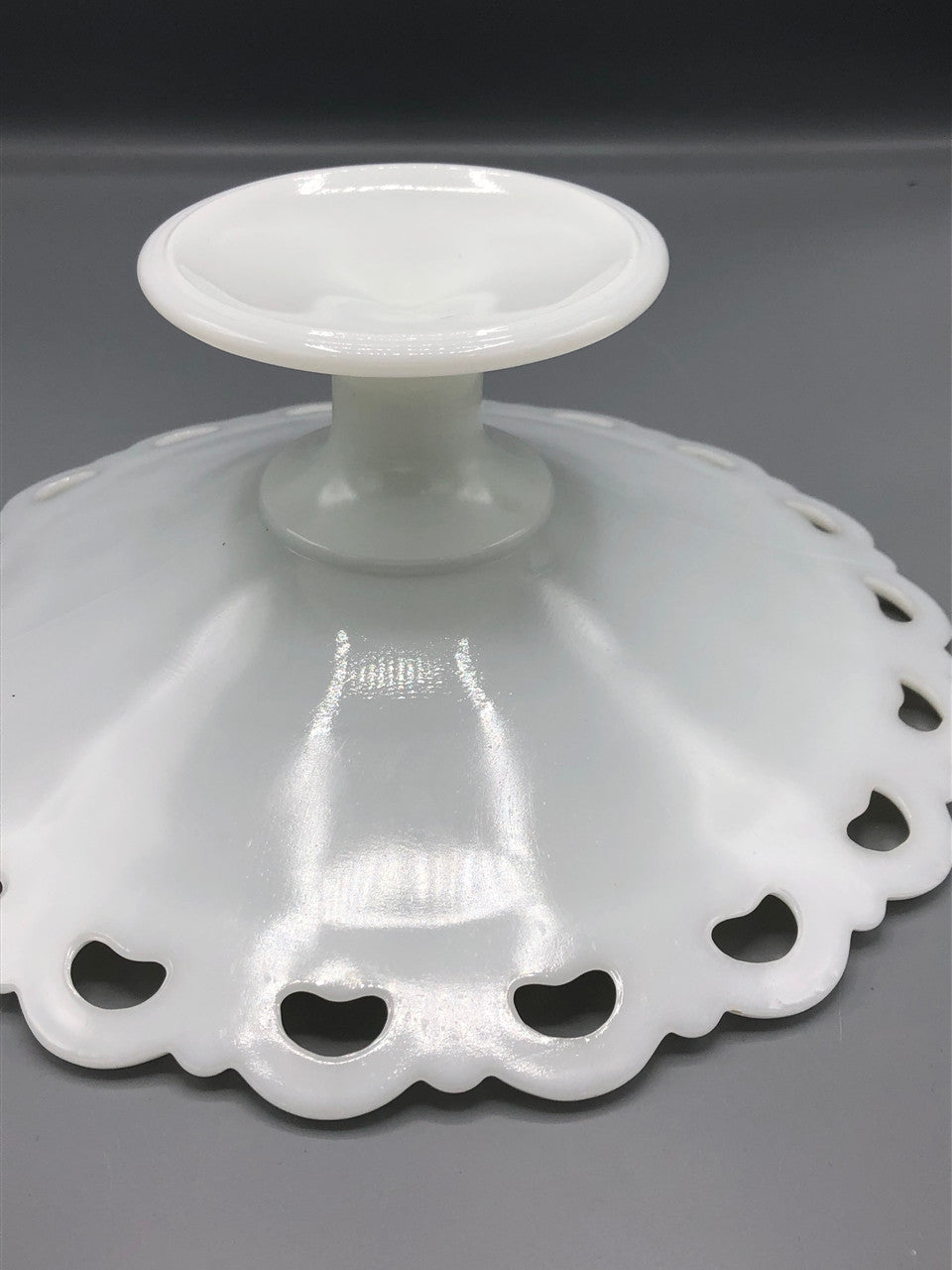 Vintage Anchor Hocking MG Lace edged footed dish