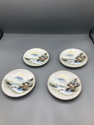 Set of 4 Chinese Kutani Saucers