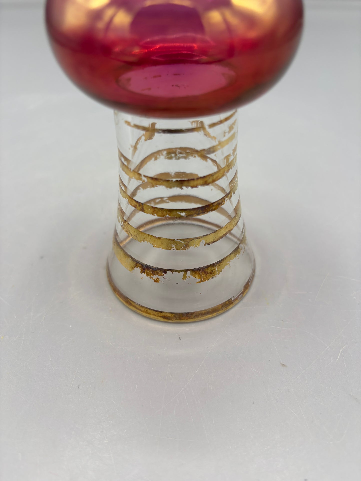 Vintage Bartlett Collings bud vase with red base gold stripes