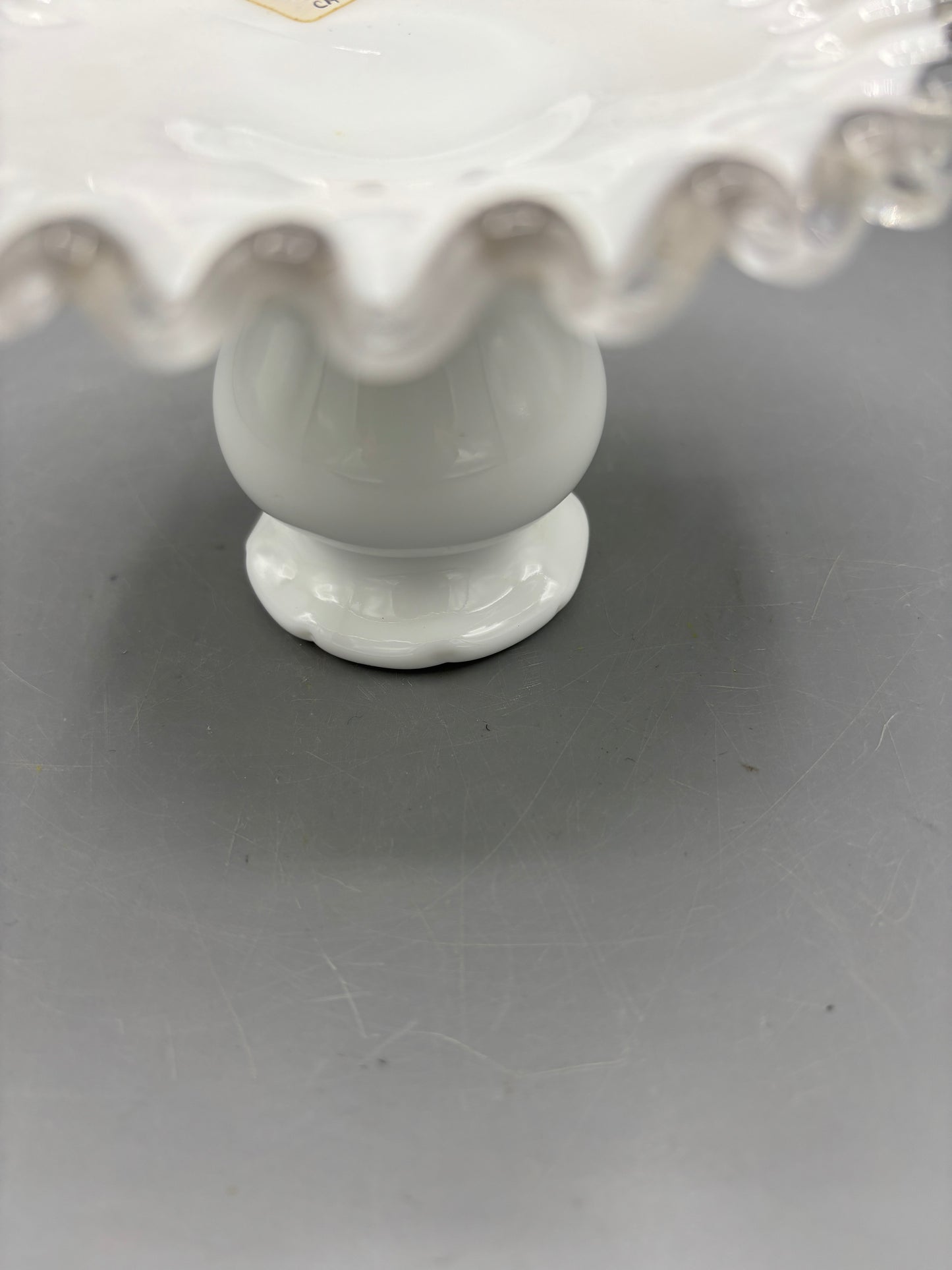 Fenton silver crest ruffled rim candleholder