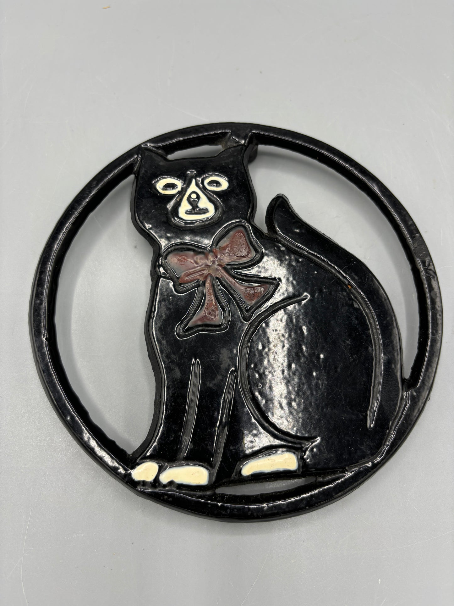 Vintage Retro MCM Cat Cast iron trivet