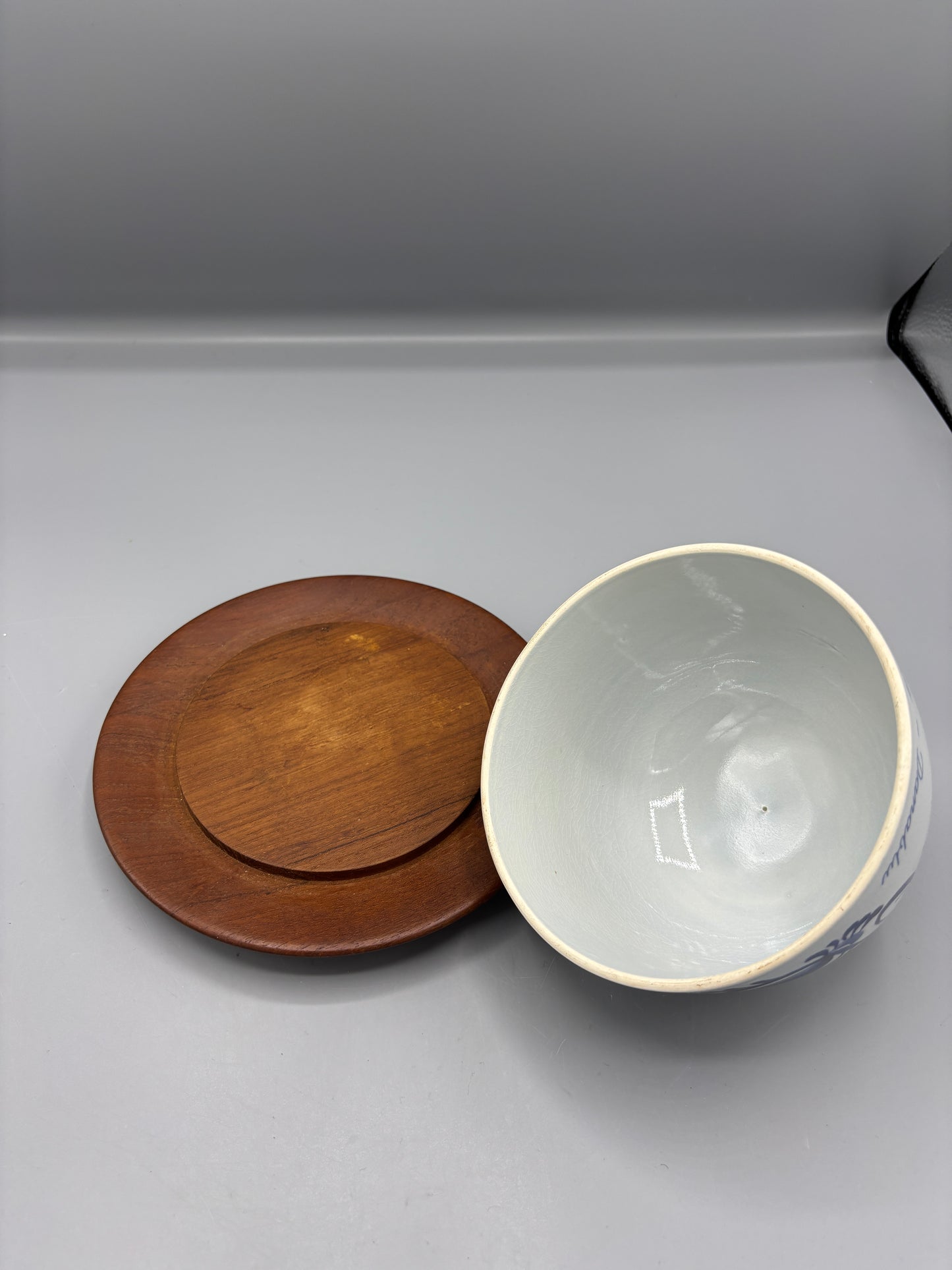 Royal Copenhagen Danish hand painted cheese dome wood plate