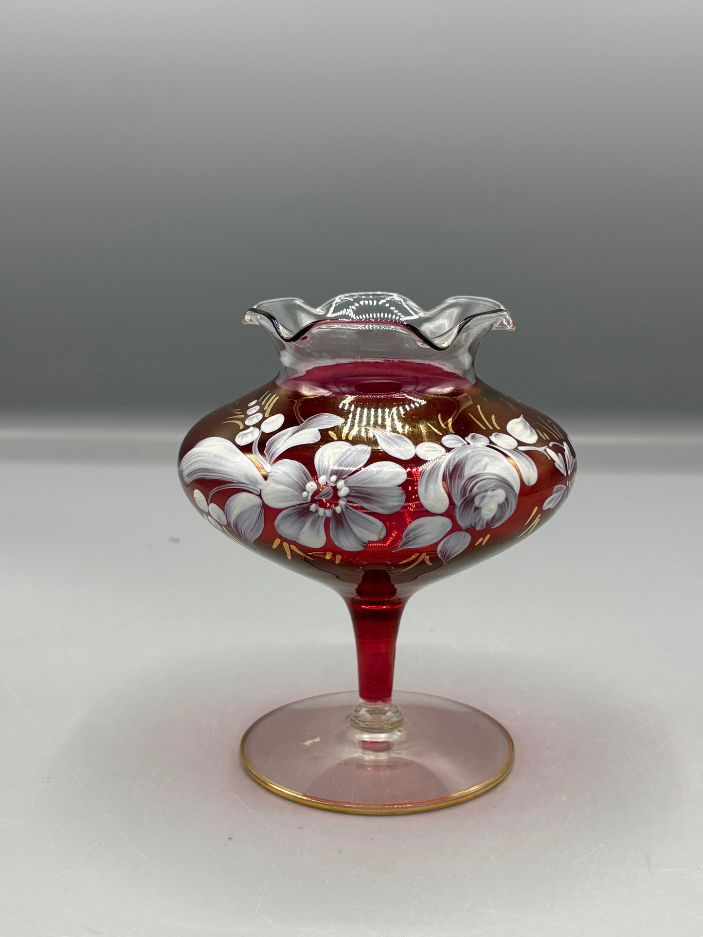 Vintage Czech Bohemian red crystal vase