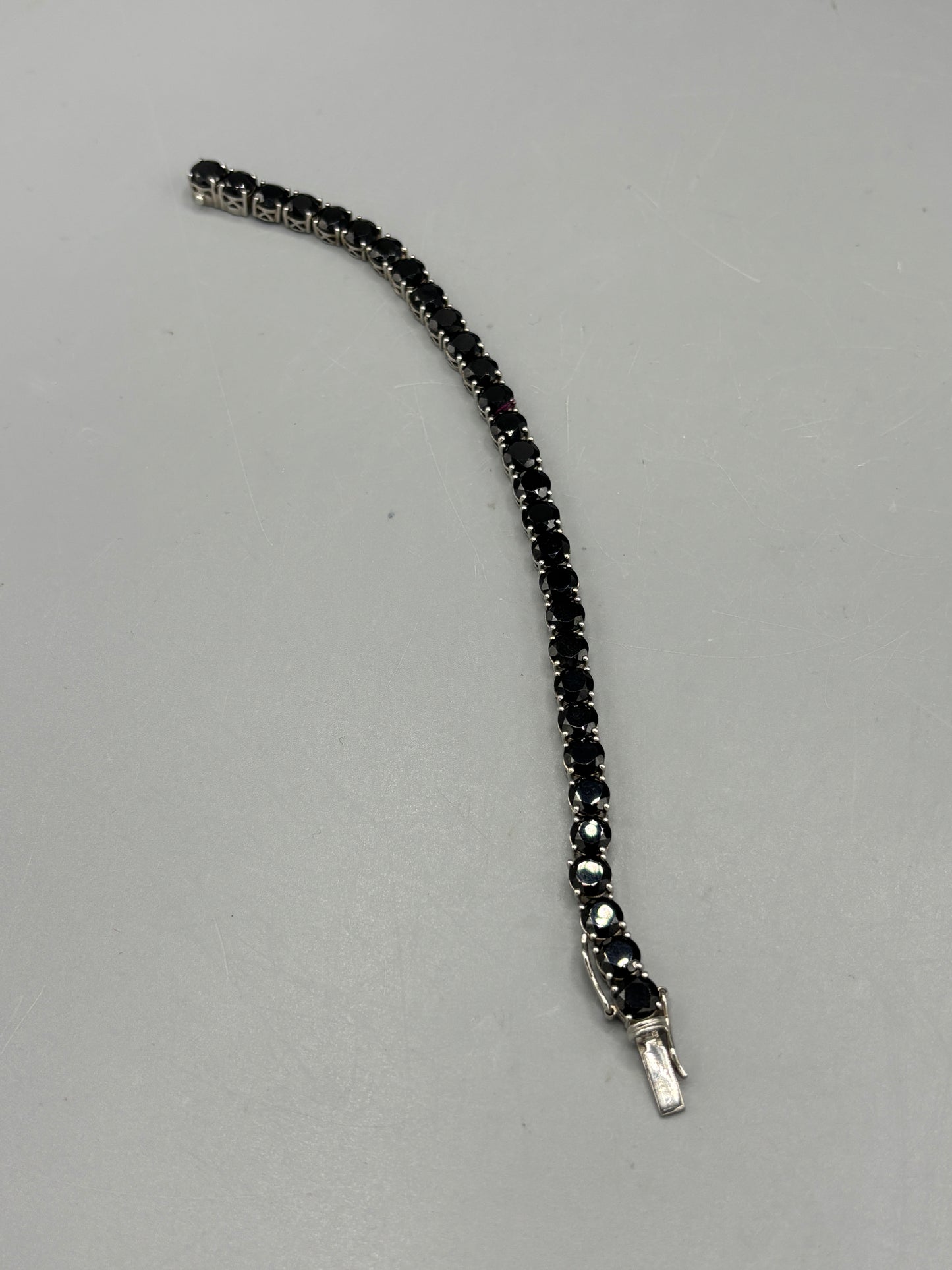Sterling black Spinel tennis bracelet