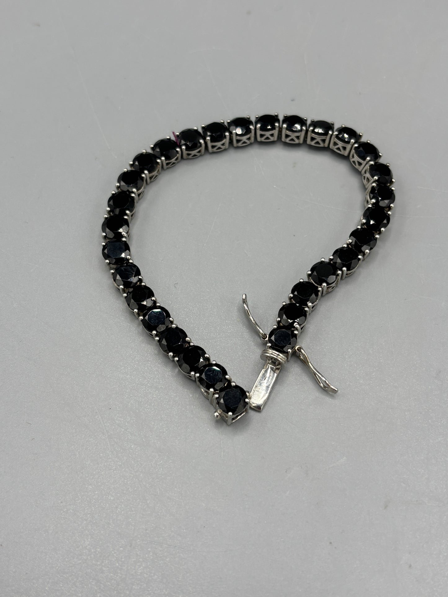 Sterling black Spinel tennis bracelet
