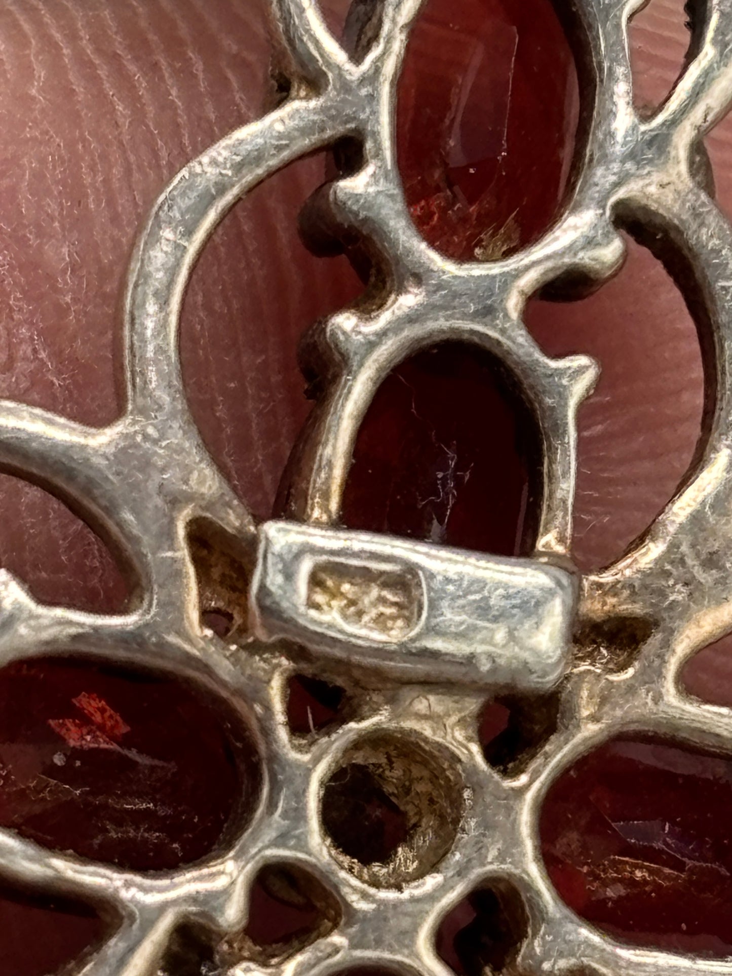 Sterling Garnet Cross Pendant