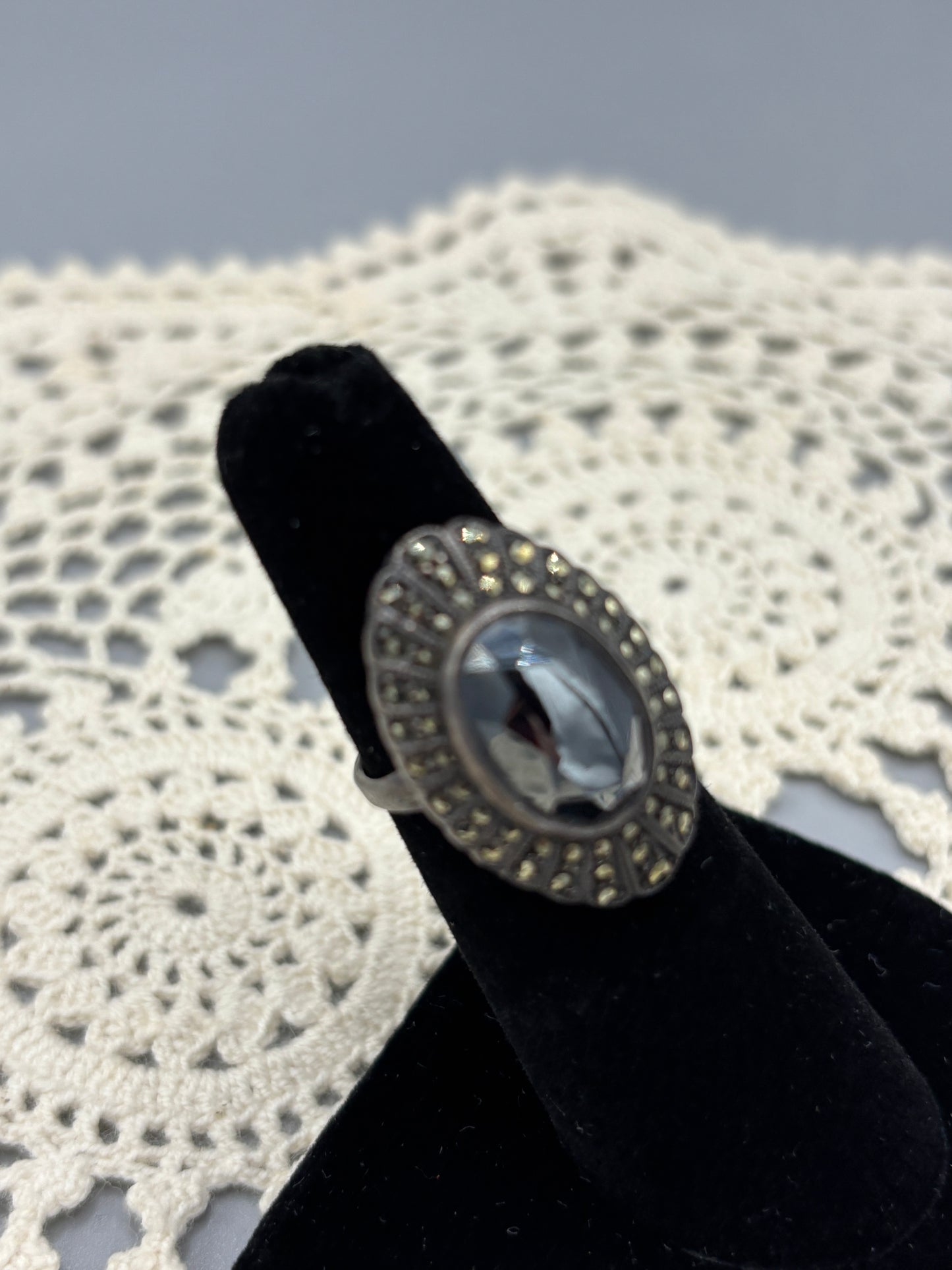 Sterling Marcasite with Hematite stone