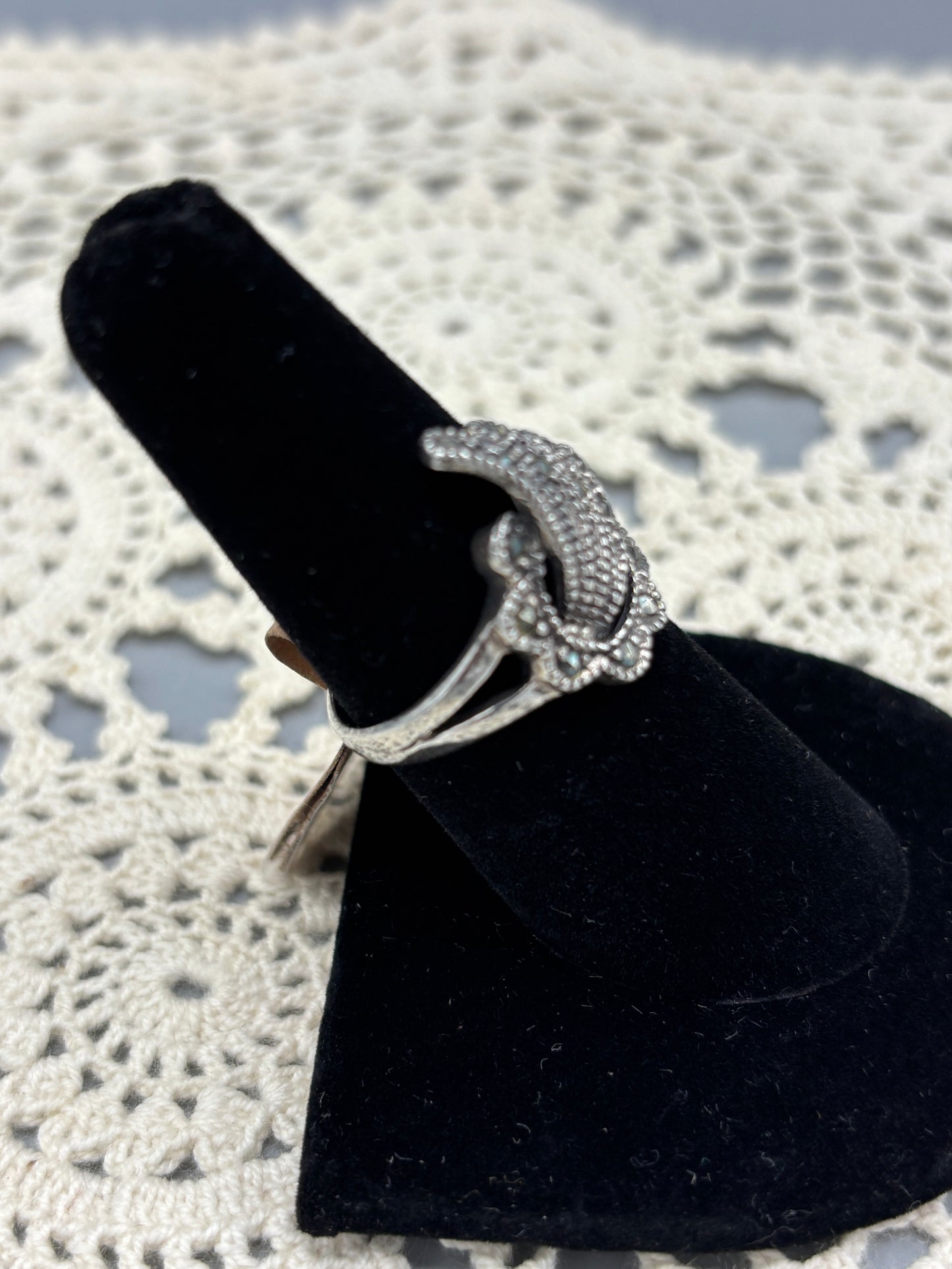 Sterling Marcasite Onyx ring