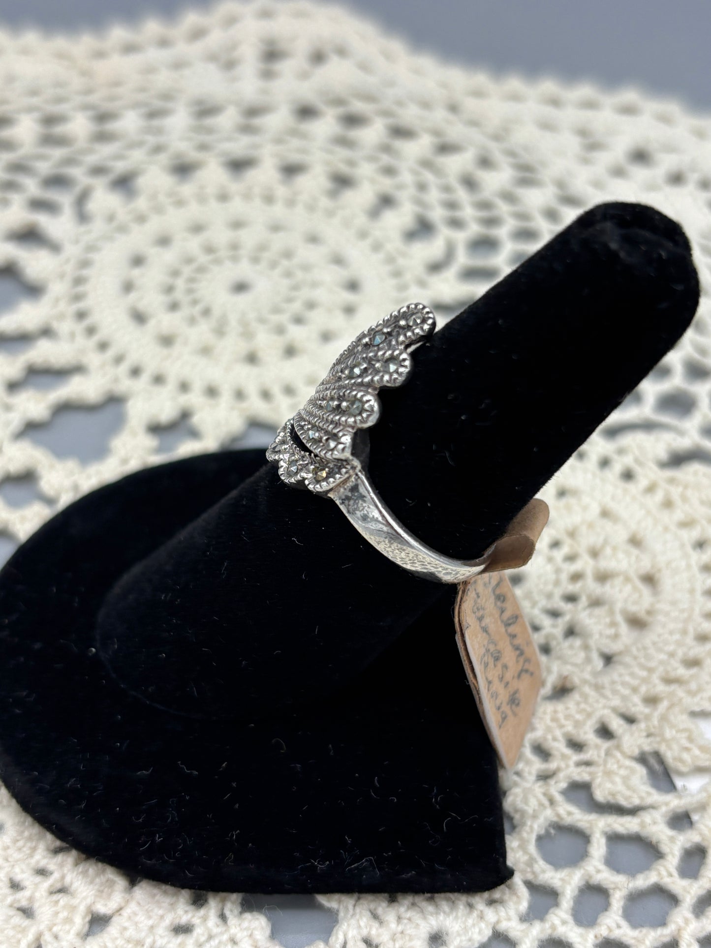 Sterling Marcasite Onyx ring