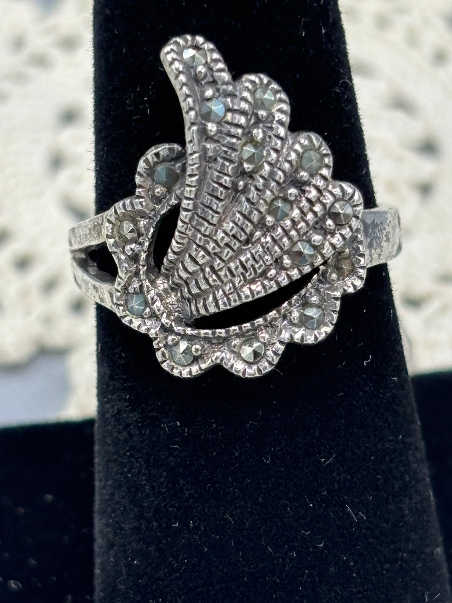 Sterling Marcasite Onyx ring