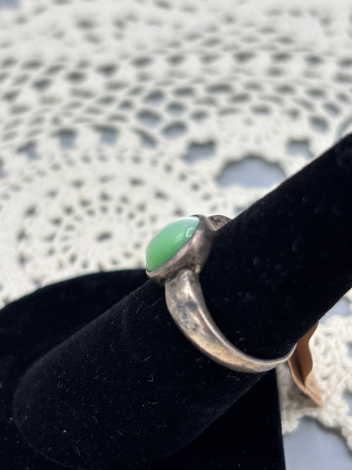 Sterling green cat eye ring