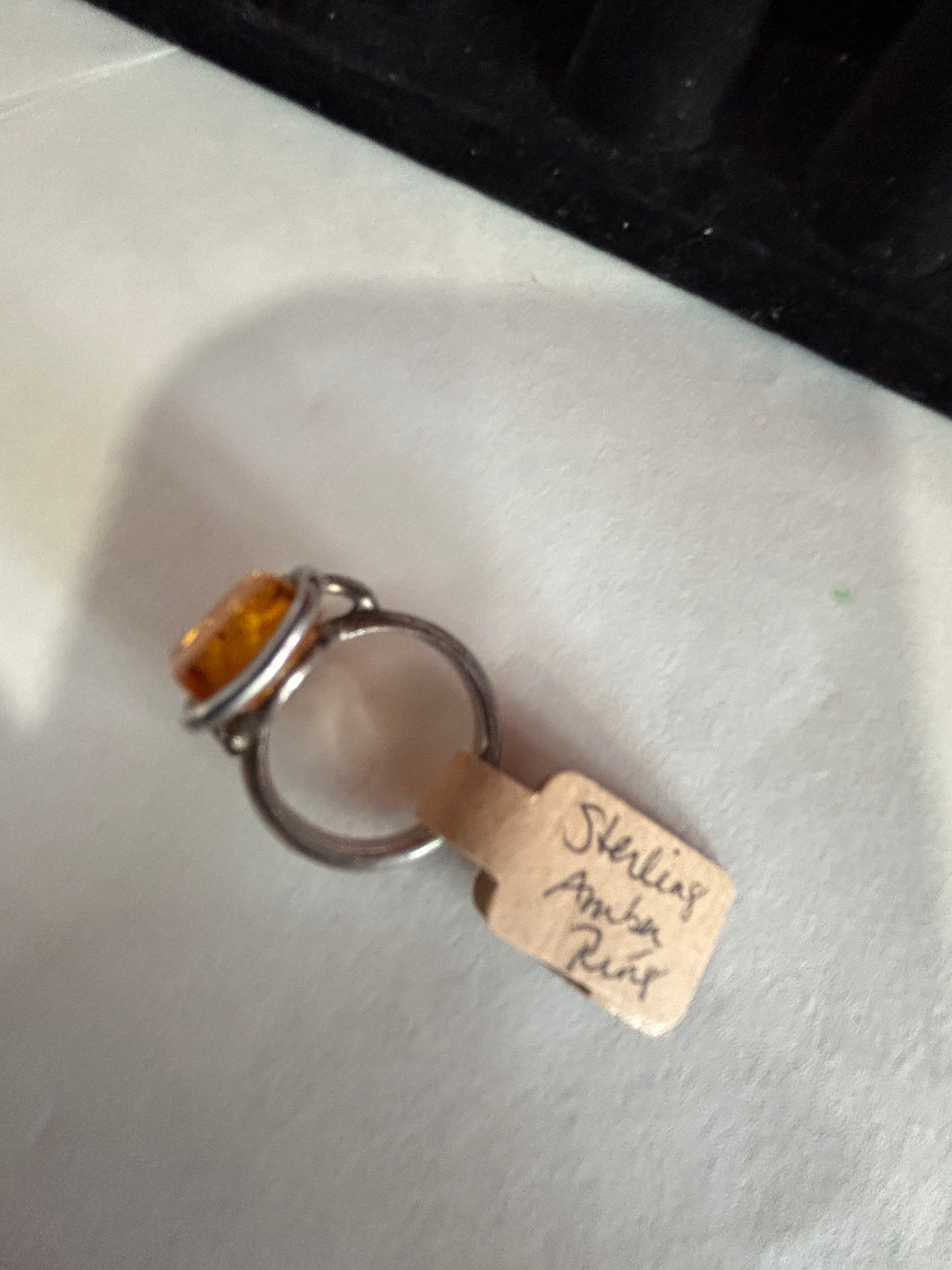 Sterling Amber Ring