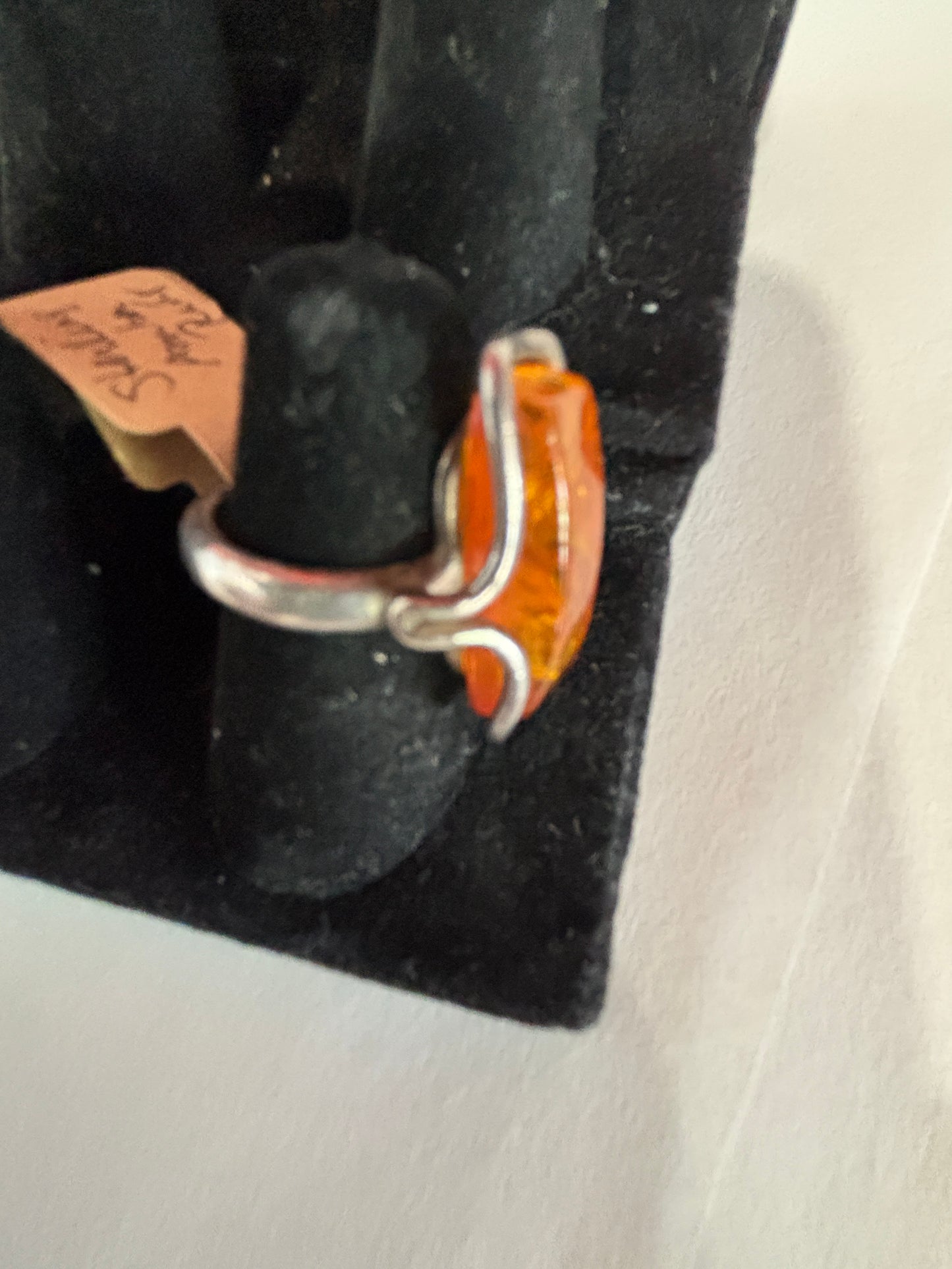 Sterling Amber Ring