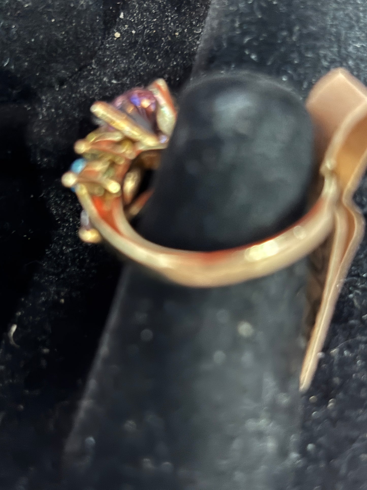 Gold tone Multi colored Rhinestone ring