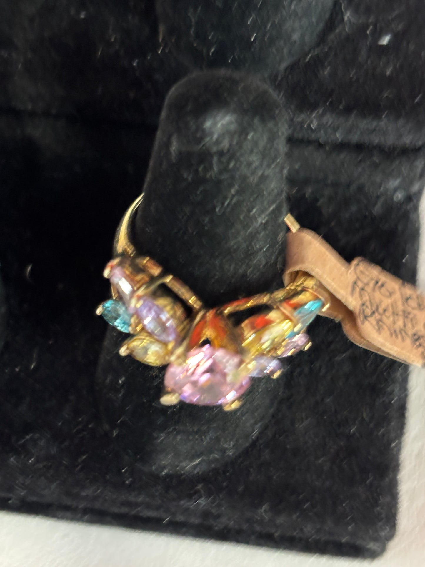 Gold tone Multi colored Rhinestone ring