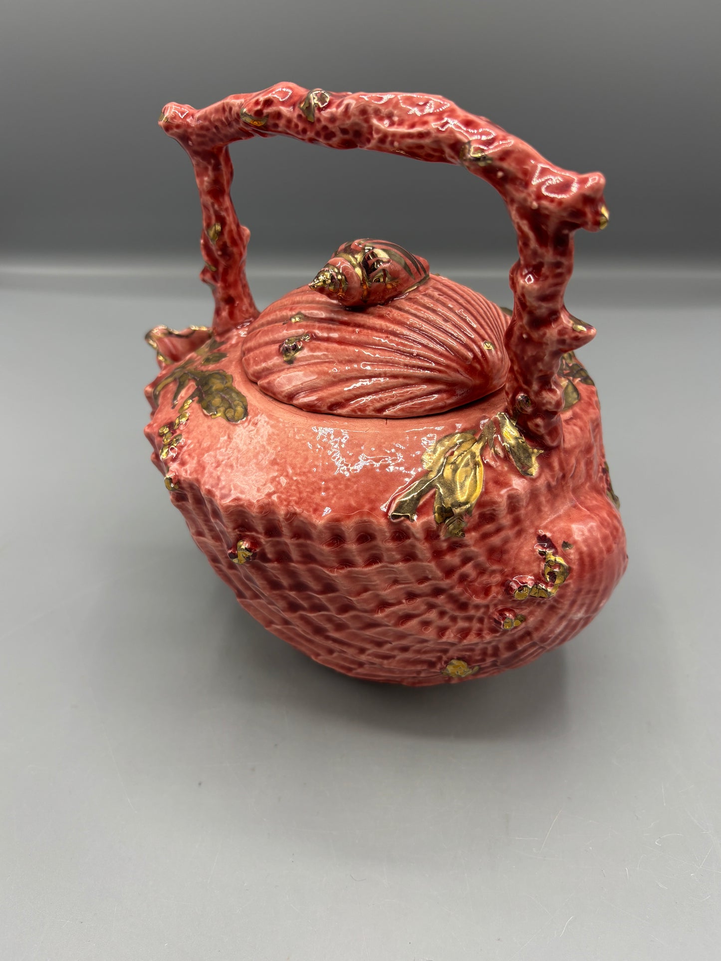 Pink & Gold shell Tea Pot