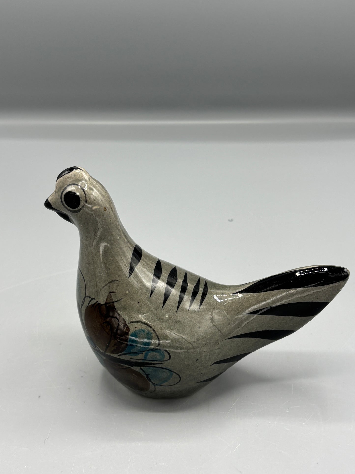 Vintage Tonala Mexican clay painted bird